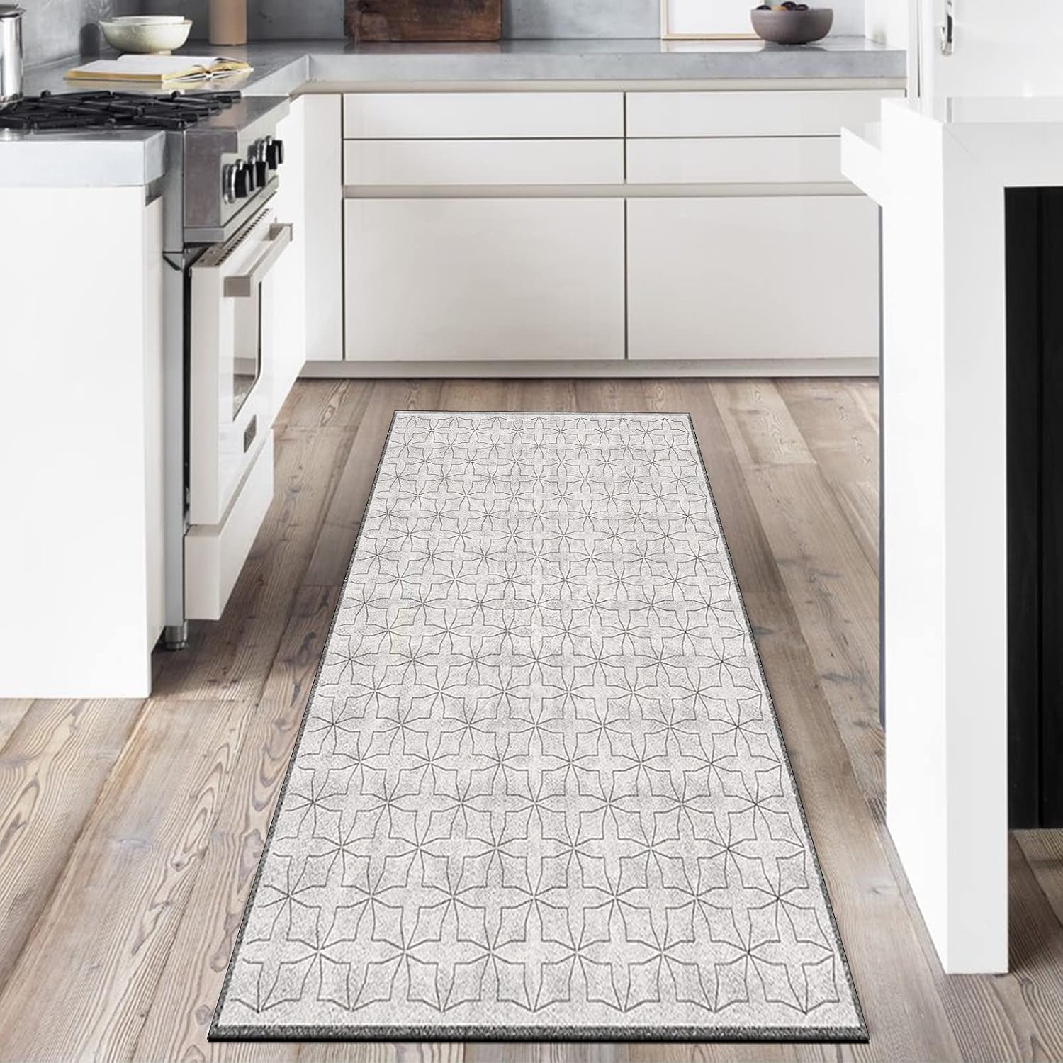 Kitchen Runner Rug Non Slip 4'x25' Polyester Material Area Rug for Hallway
