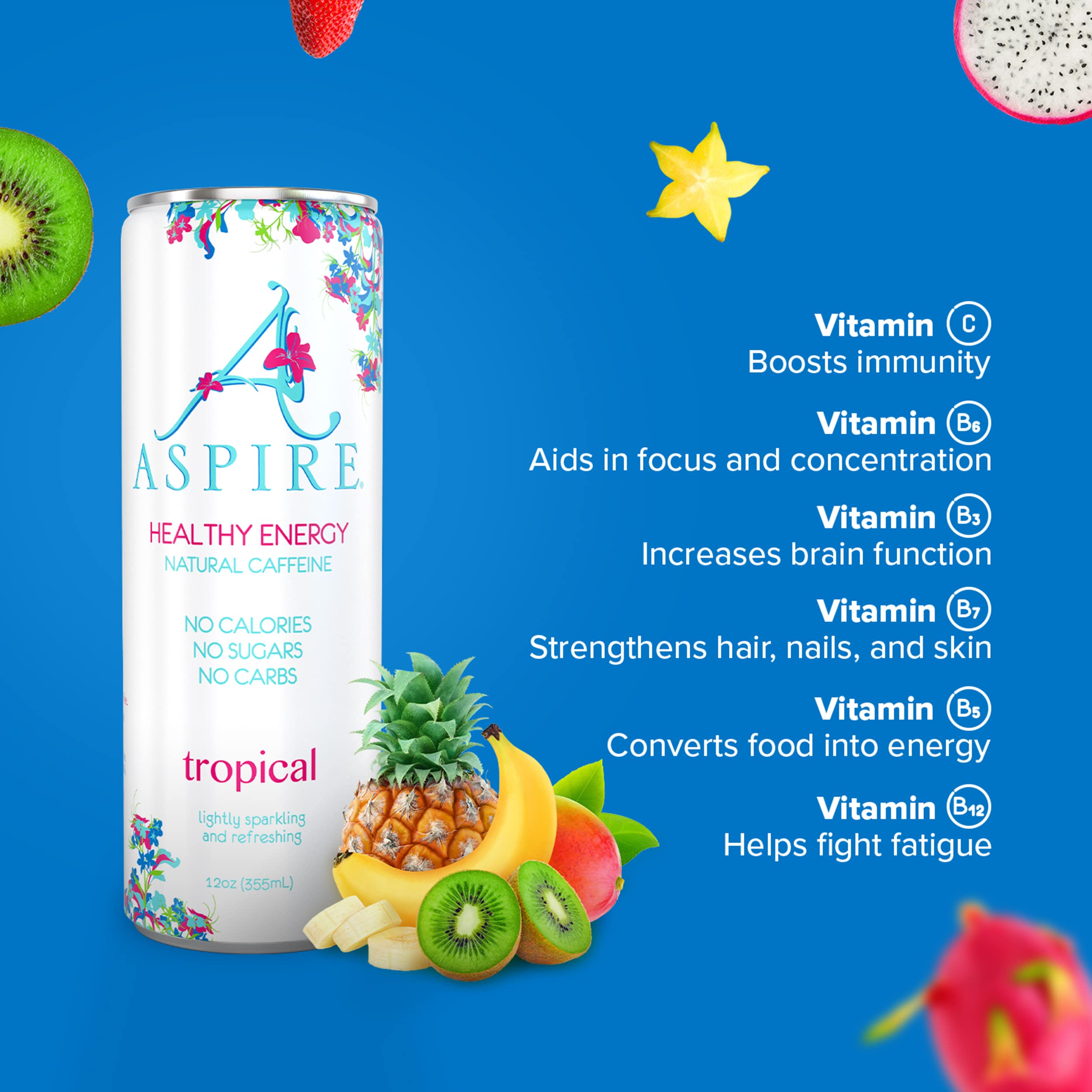 Buy Aspire Healthy Energy, Tropical, Sugar Free Energy Drink, 12 oz