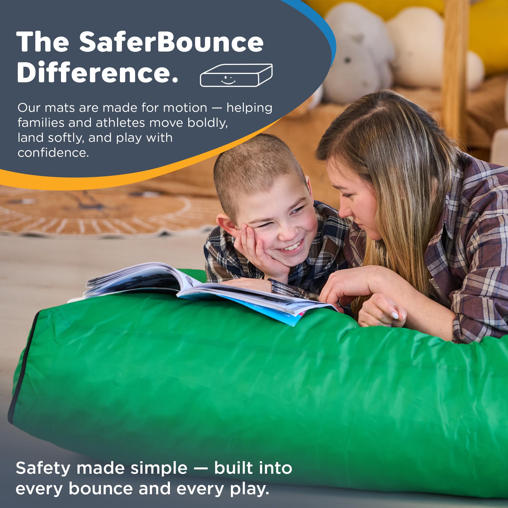SaferBounce Hüpfpolster Für Kinder | Groß 152 x 152 cm Oder 122 x 91 cm | Hüpfkissen Kinder | Hüpfmatratze | Sprungmatte | Sensory Crash Pad Für Springen, Klettern