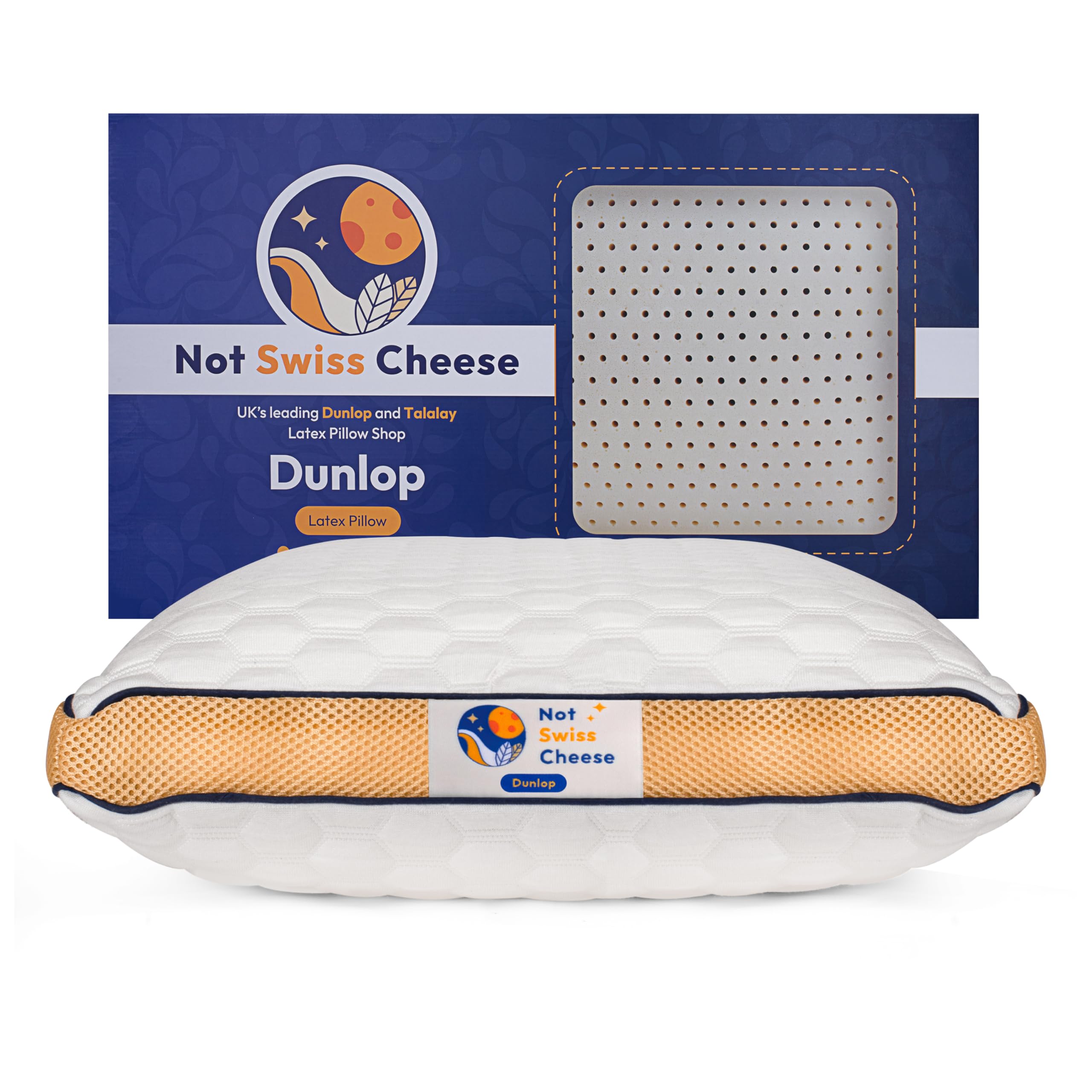 Almohada de Espuma de látex Dunlop 100% del Reino Unido, Almohada ortopédica Cervical de tamaño estándar para aliviar el Dolor de Cuello, 60 x 40 x 14 cm, asequible y Duradera