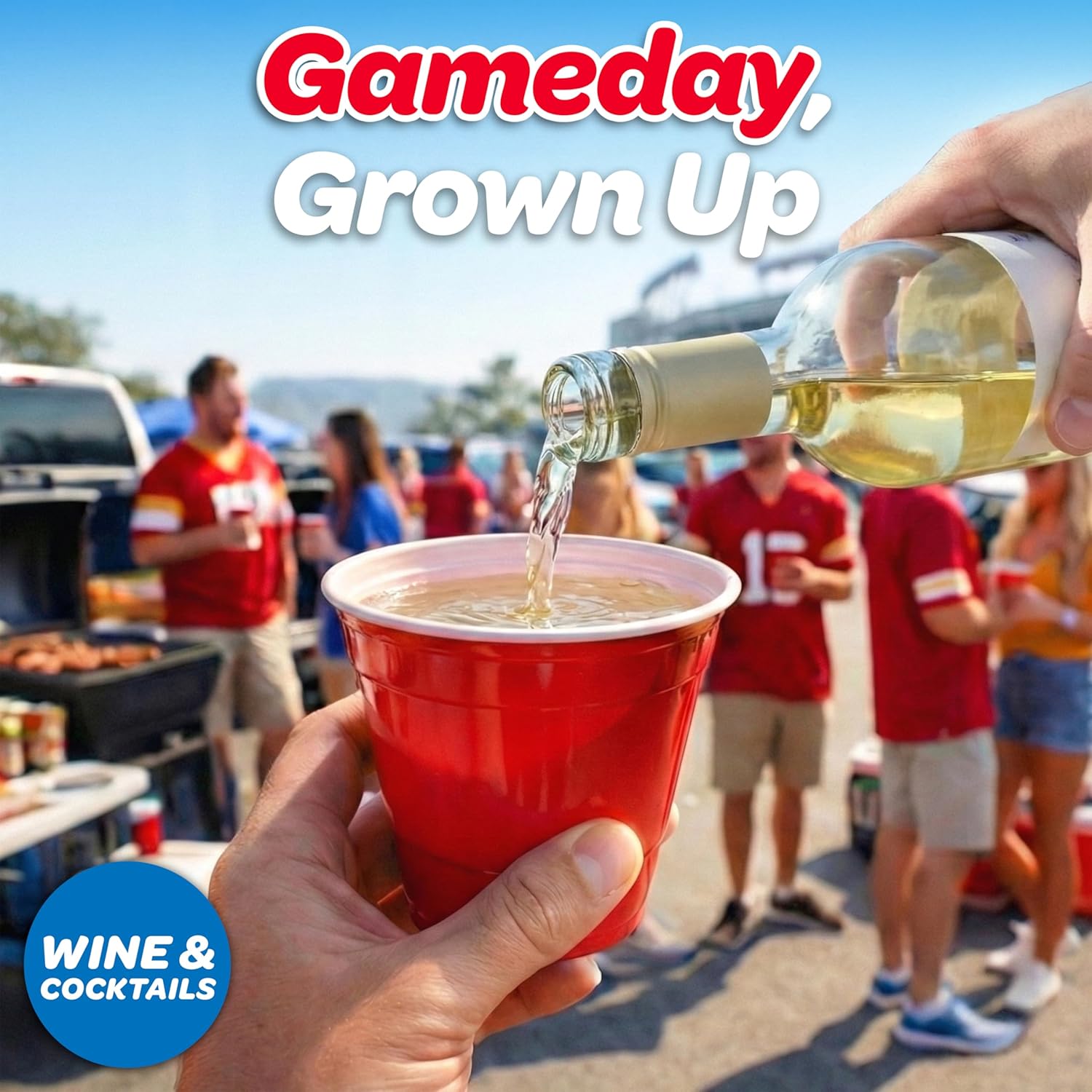 GoBig 9 oz Plastic Party Cups for Wine & Cocktails - 50, 100, or 200 Count Disposable Plastic Cups for Alcohol