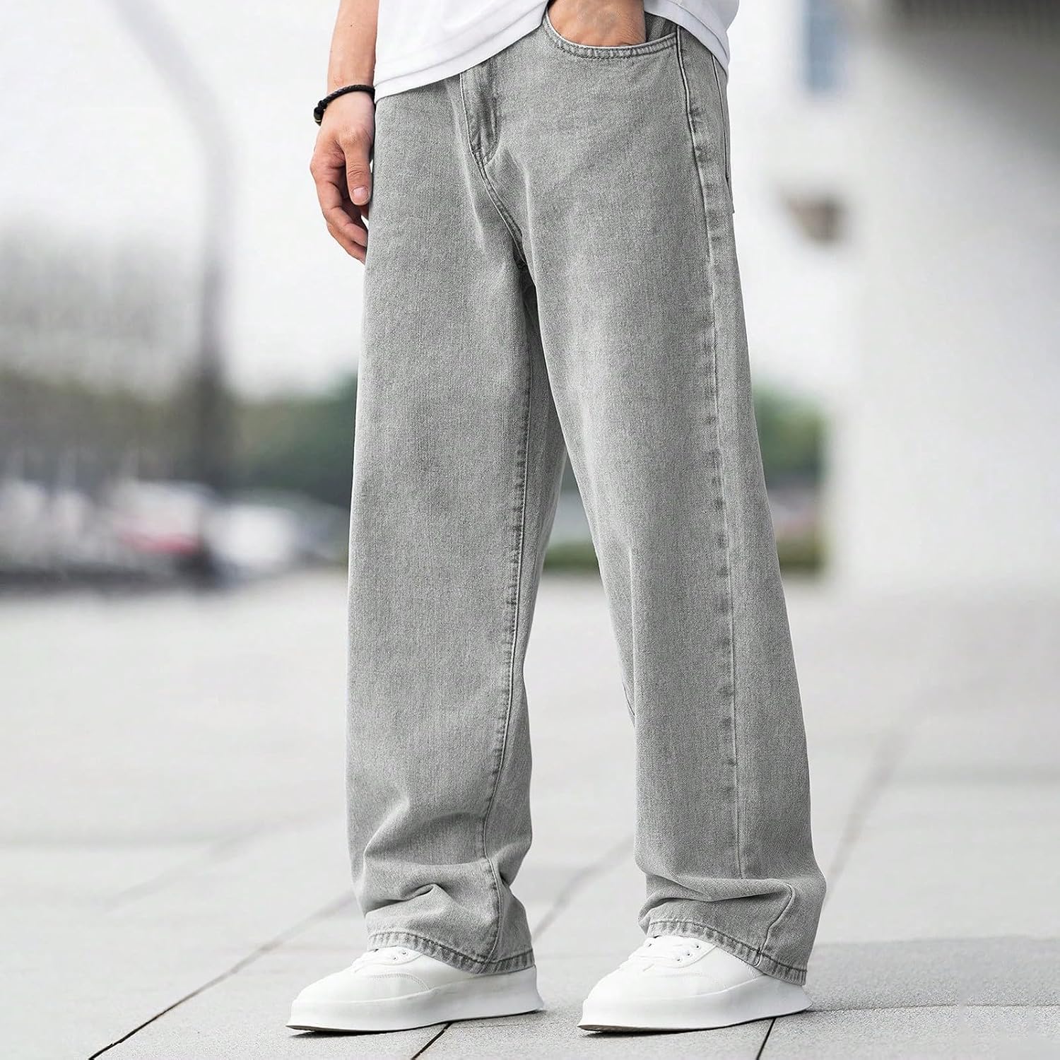 Boys Baggy Jeans Teens Wide Leg Denim Pants Kids Elastic Waist Loose Fit Trousers Vintage Y2K Streetwear Clothes