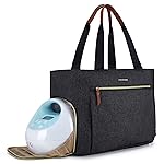mommore Breast Pump Bag Diaper Tote Bag with 15 Inch Laptop Sleeve Fit Most Breast Pumps like Medela, Spectra S1,S2, Evenflo (Drak Grey)