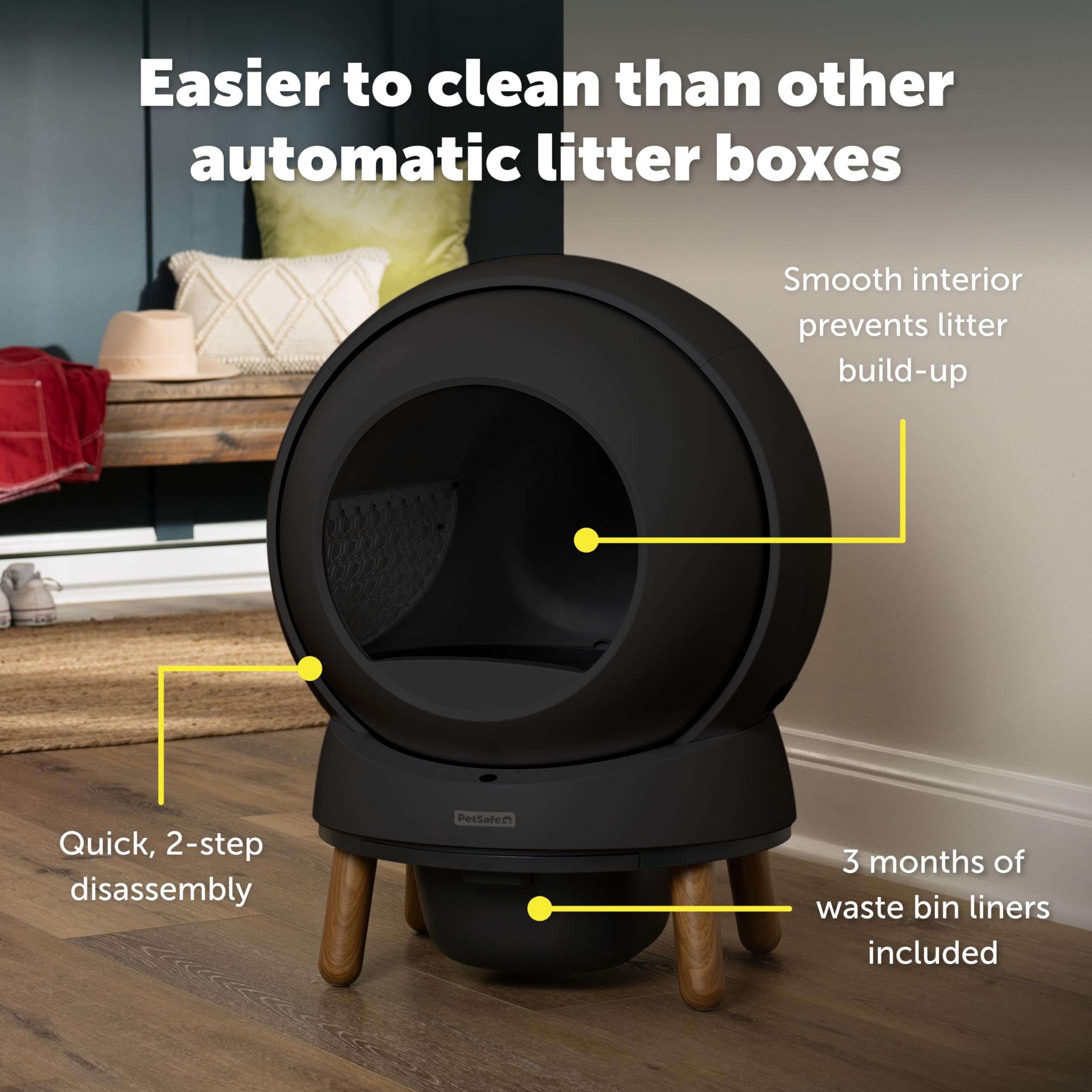 PetSafe ScoopFree SmartSpin Self-Cleaning Cat Litter Box, Black – Advanced Odor Control, App Controlled with Health Monitoring, Works with Any Litter, Up to 2 Weeks of Hands-Free Cleaning - image 5