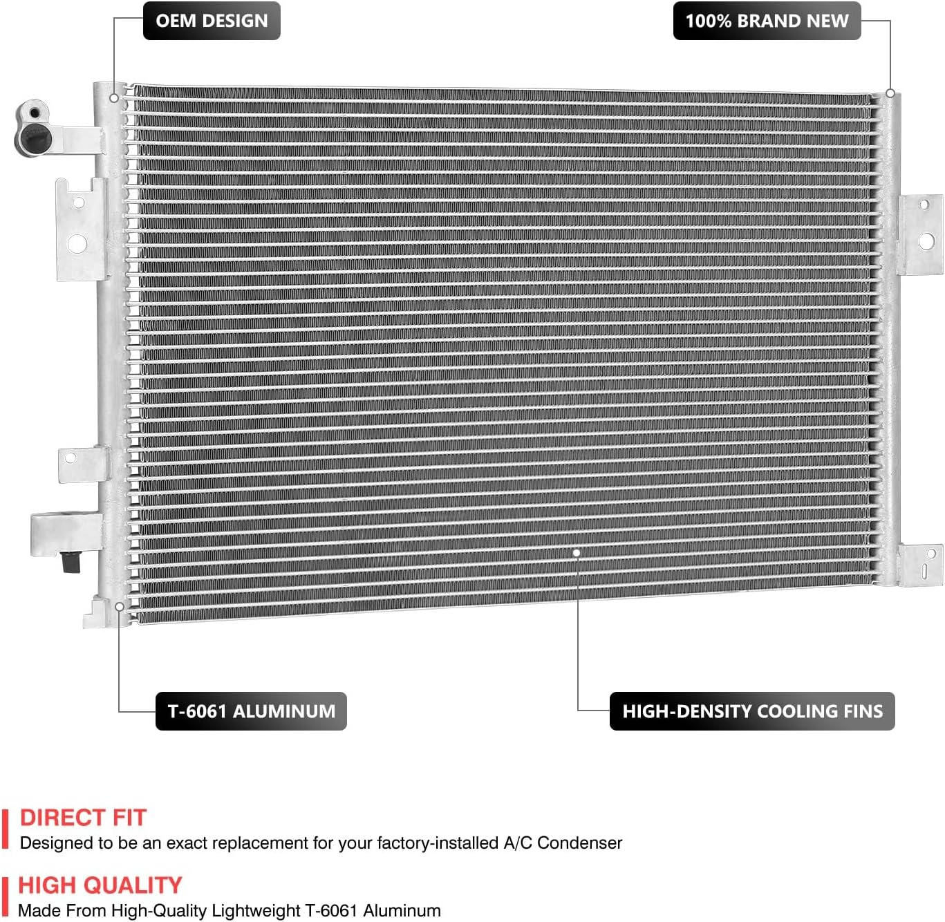 DNA MOTORING Aluminum Air Conditioning A/C Condenser Compatible with Camaro/Firebird 1998-2002, GM3030136, OEM-CDS-3004