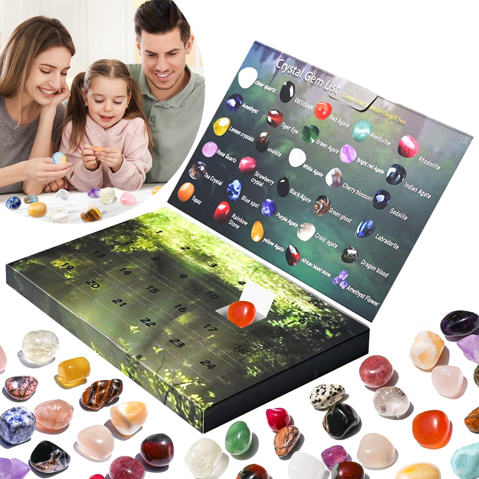 Crystal advent calendar 2024 kids, christmas advent crystal