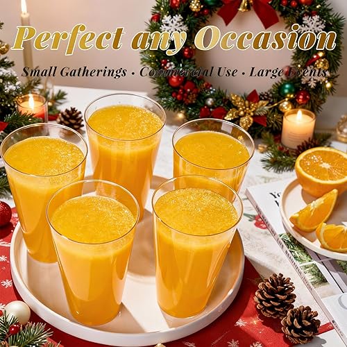 Vista 3 de FOCUSLINE Paquete de 100 vasos de plástico transparente de 16 onzas, vasos desechables grandes reutilizables de plástico, vasos duros transparentes