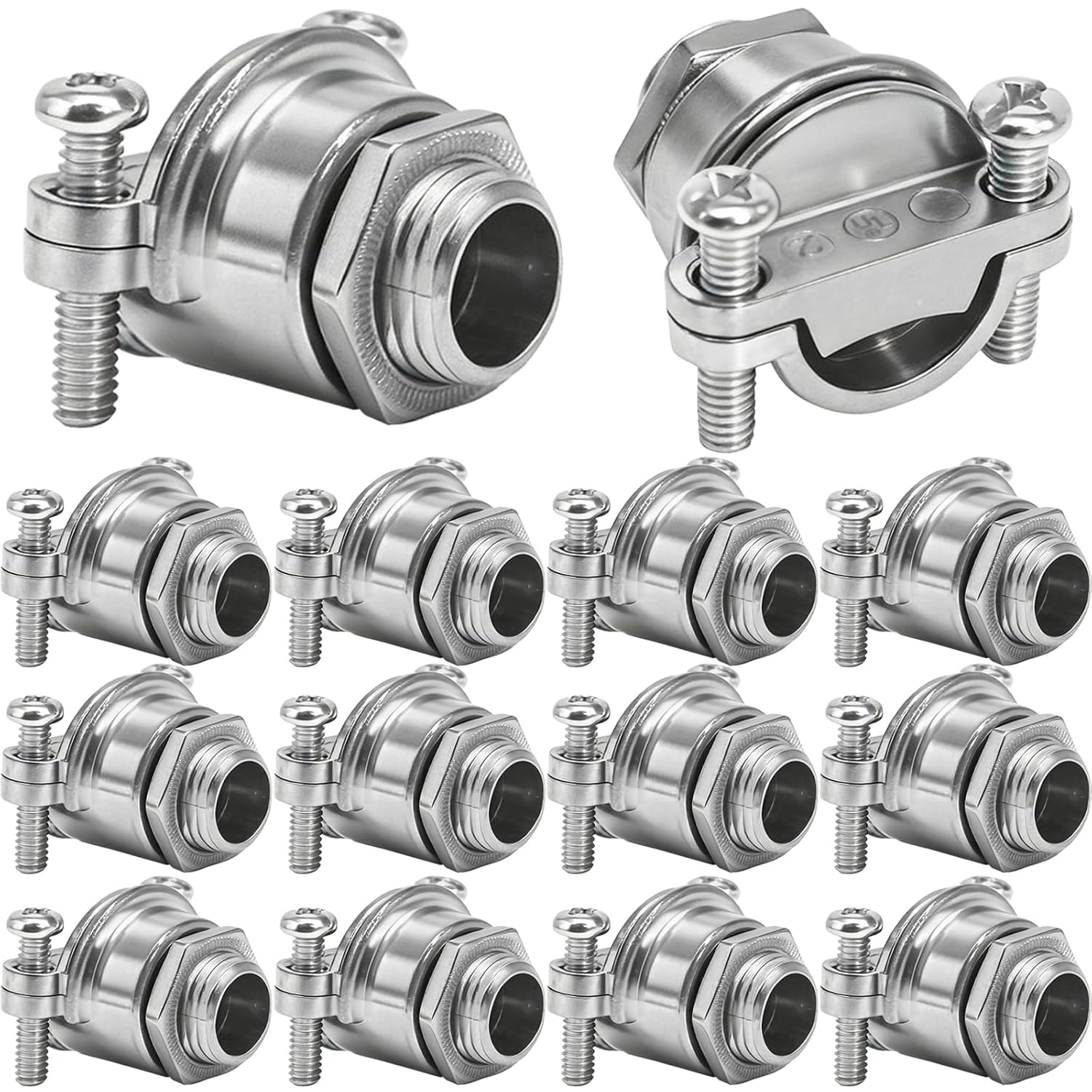 NM Cable Connector 12 Pcs, 1/4" Knockout 3/8" Conduit Clamp, UL & cUL Certified Zinc Alloy Electrical Box Connector, Metal Wire Clamp Fitting for Junction Box Wiring