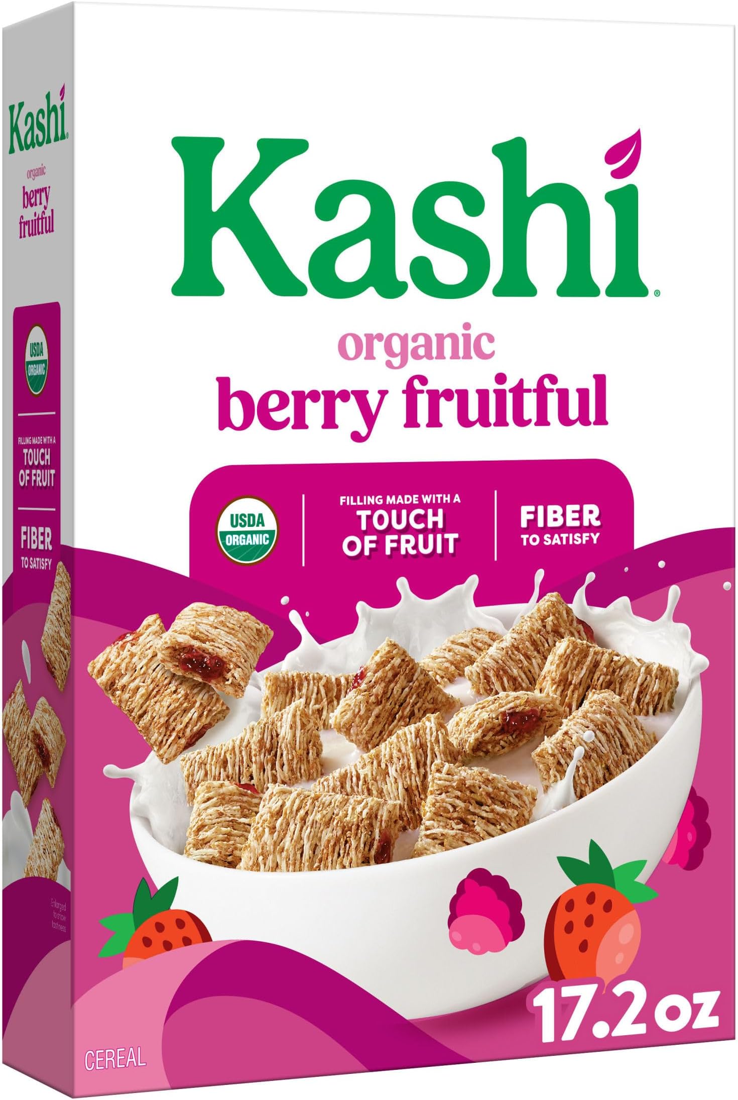 Kashi Breakfast Cereal, Organic, Fiber Cereal, Berry Fruitful, 17.2oz Box (1 Box)