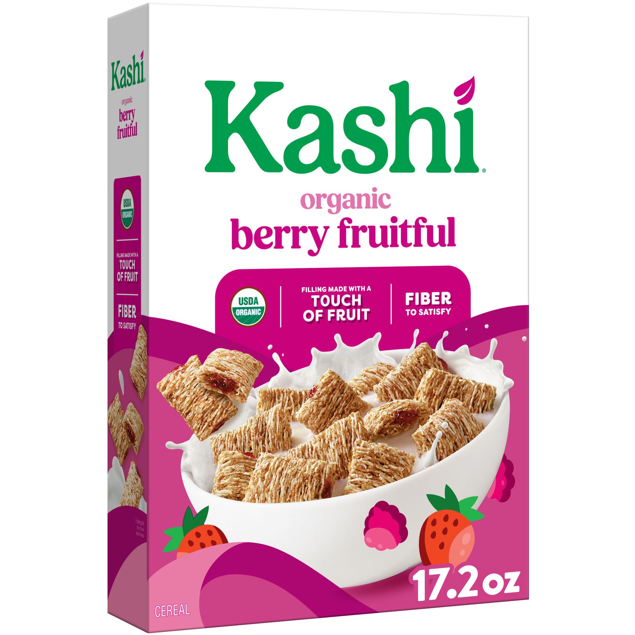 Kashi Breakfast Cereal, Organic, Fiber Cereal, Berry Fruitful, 17.2oz Box (1 Box)