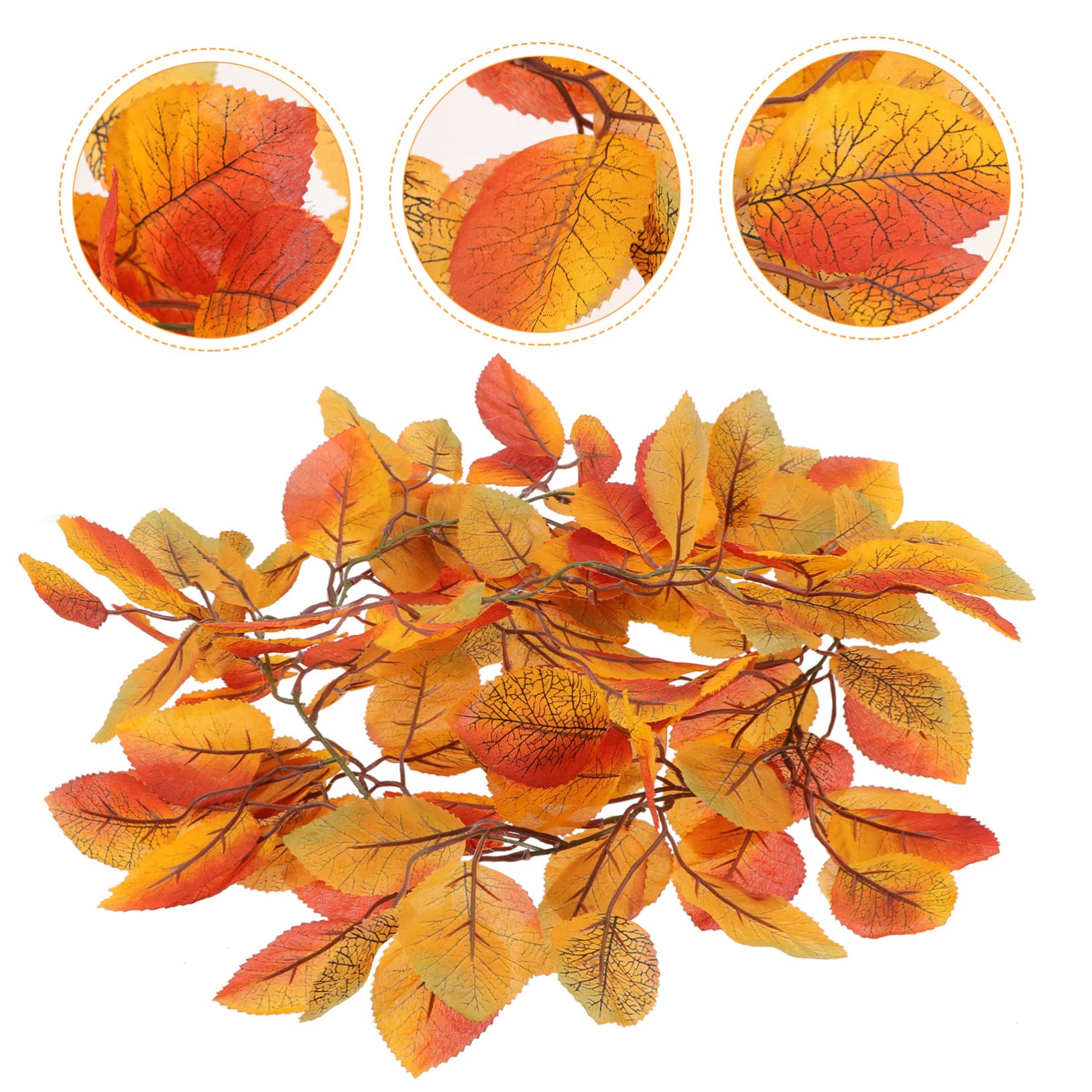 5st Dekoratives Rattan Laubmantelrebe Künstliche Girlande Aus Ahornblättern Fallende Außendekorationen Herbst Magnolienblatt Herbstgirlande Herbstlaub Reben Orange Plastik IMIKEYA