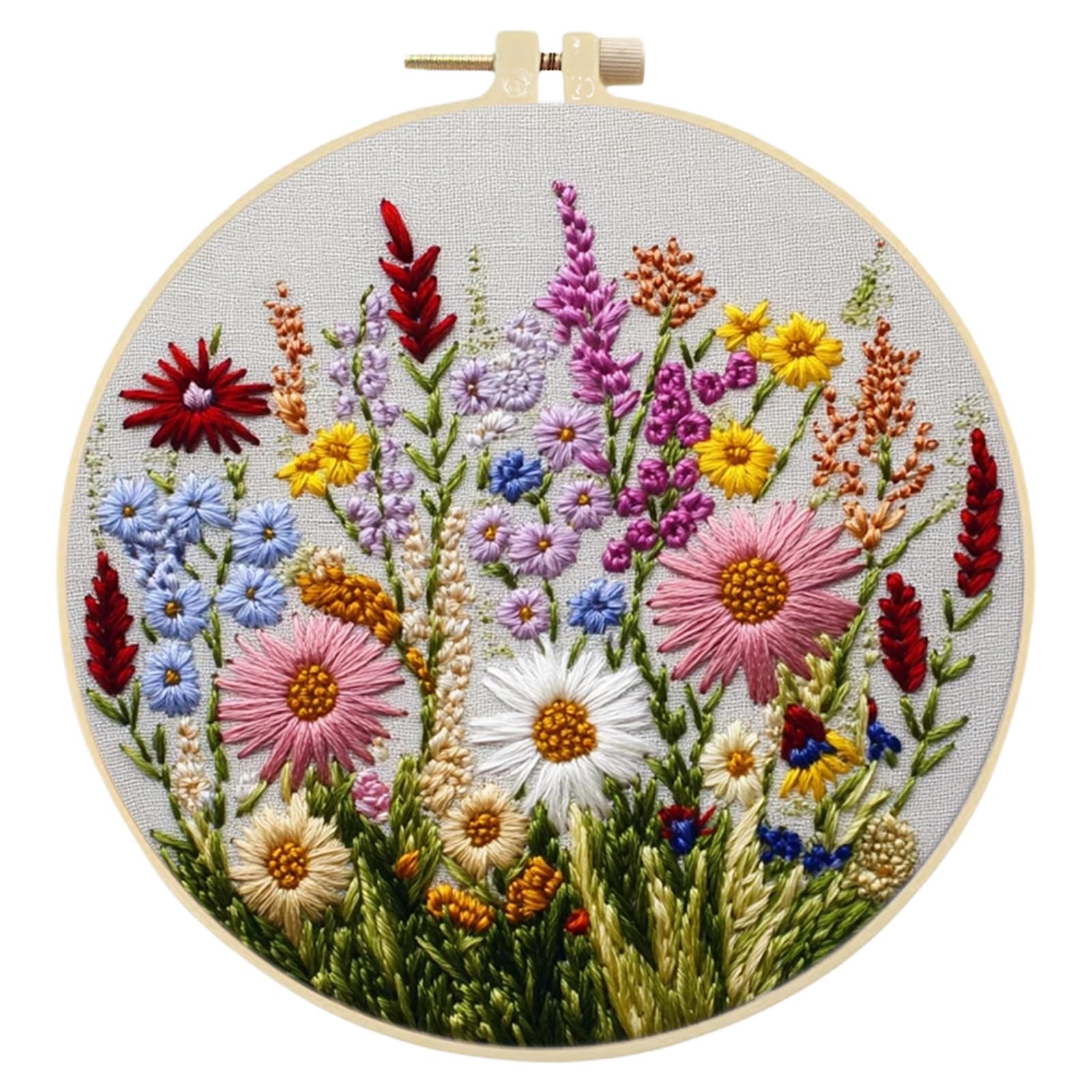Poetrydraw Mixed Blooms Diy Stamped Embroidery Kit With Embroidery Hoop