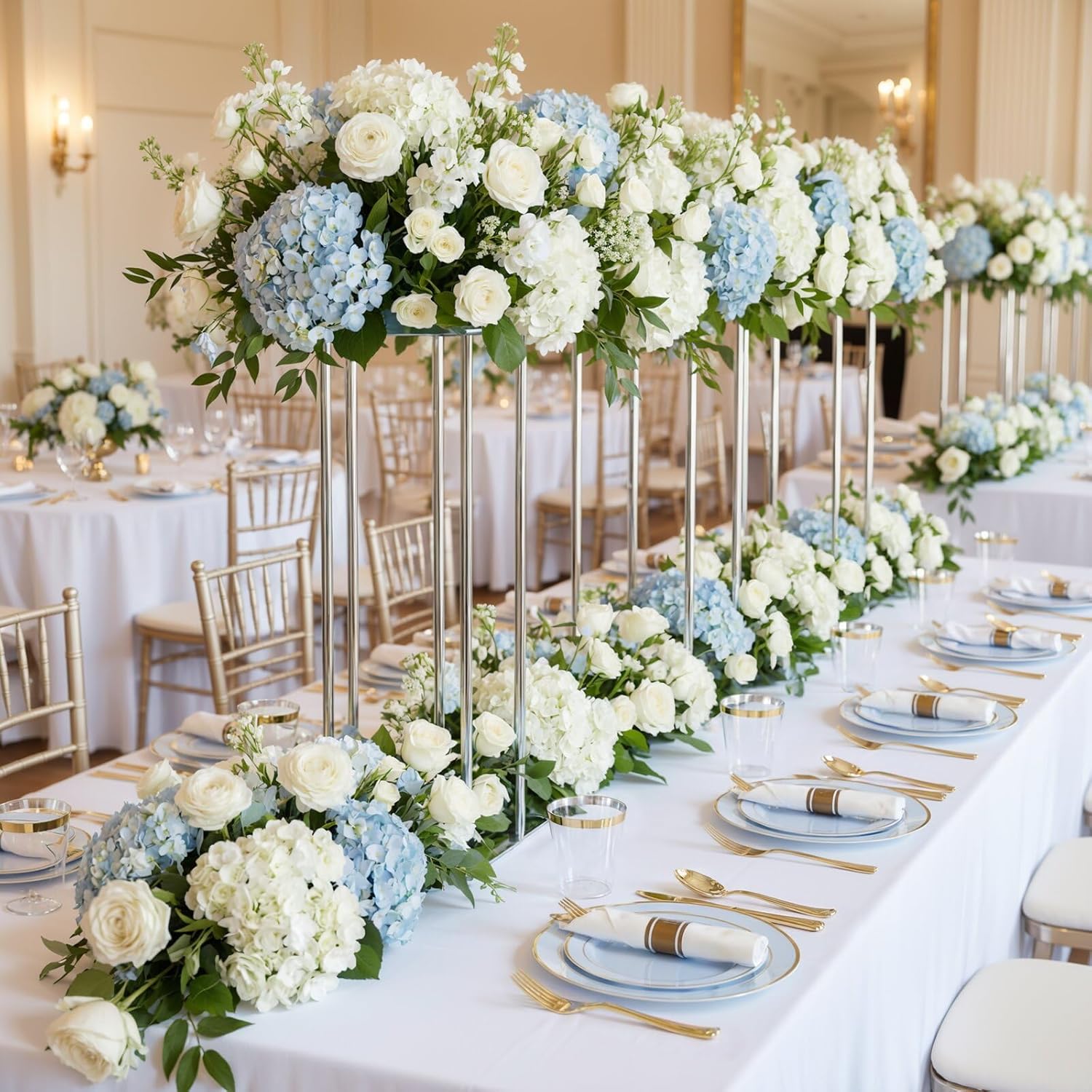 175PCS Blue Plates Disposable - Baby Blue Plastic Plates - 25Guests Plastic Dinnerware with Rolled Napkins for Wedding/Birthday/Baby Shower/Easter - Image 7