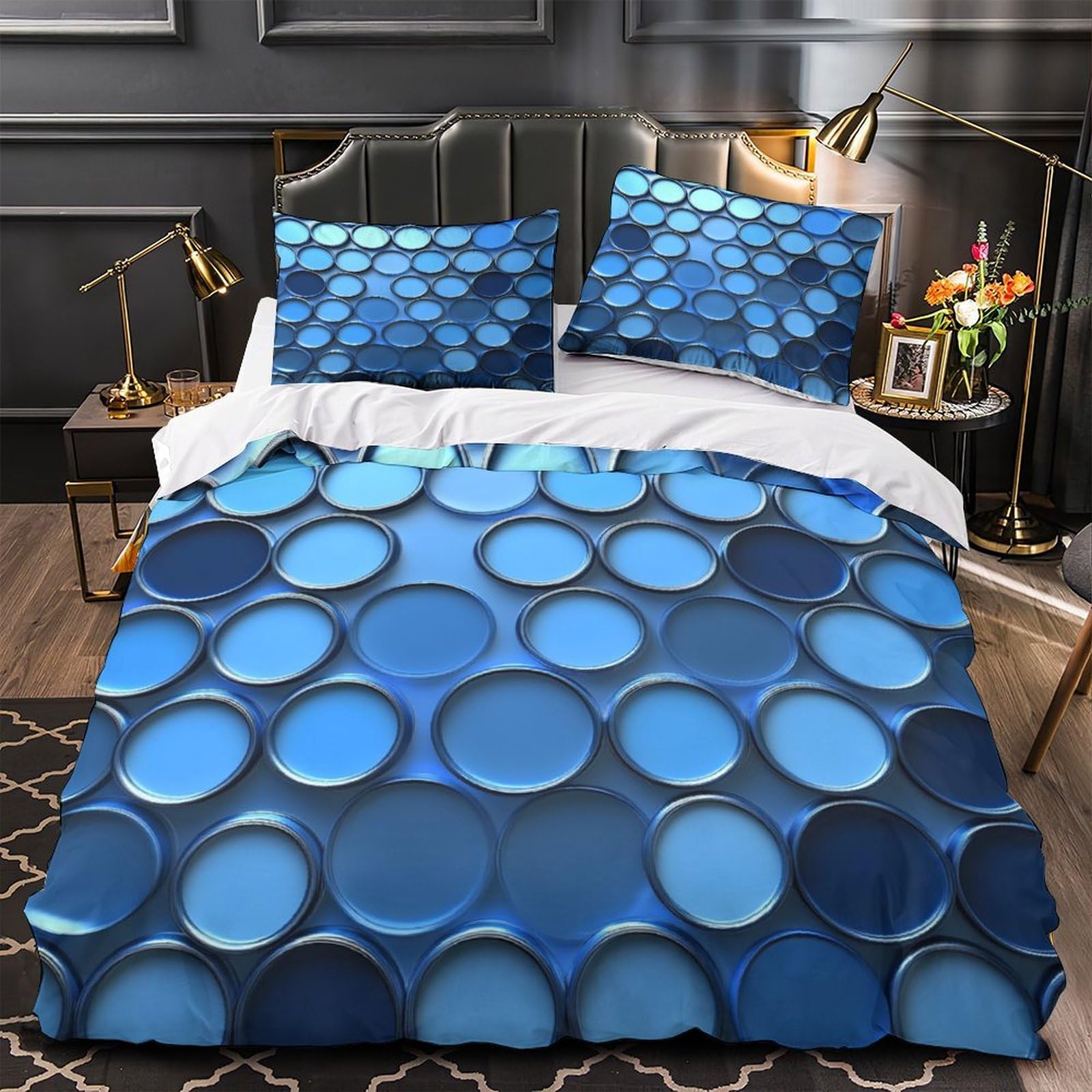 Drap de couette microfibre bleu 3D pour transformer votre chambre familiale super king