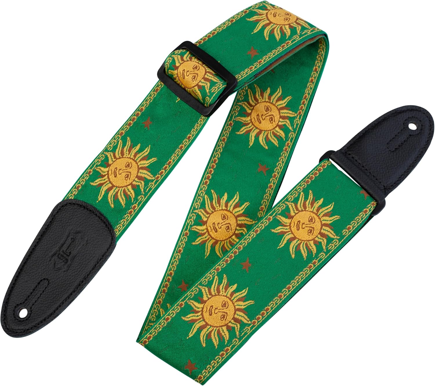 Levy's Leathers 2" Sun Motif Series Jacquard Weave Guitar Strap with Tri-Glide Adjustment, Green (MPJG-SUN-GRN)