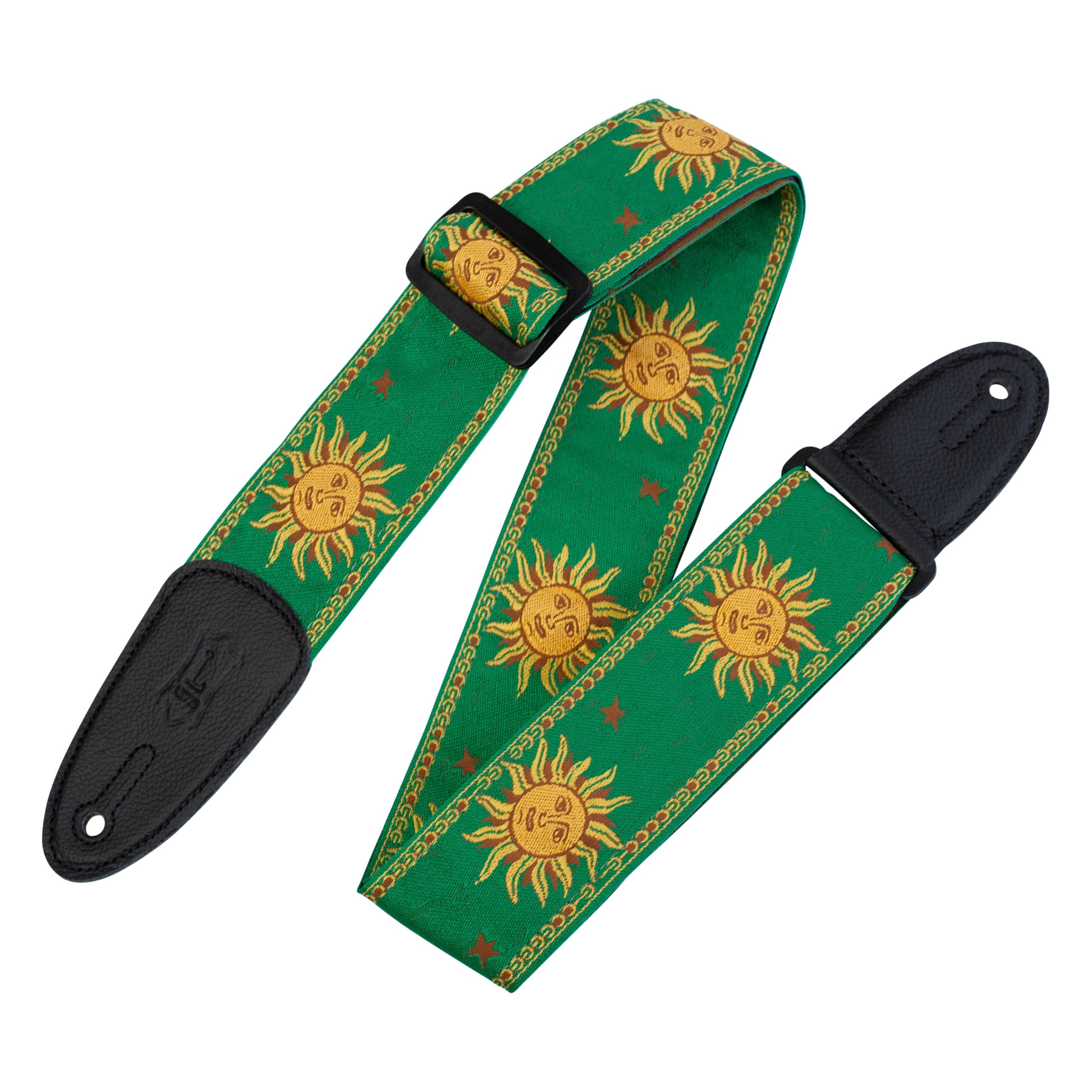Levy's MPJG-SUN-GRN 2 inch Sun Design Jacquard Weave with Leather Back - Green