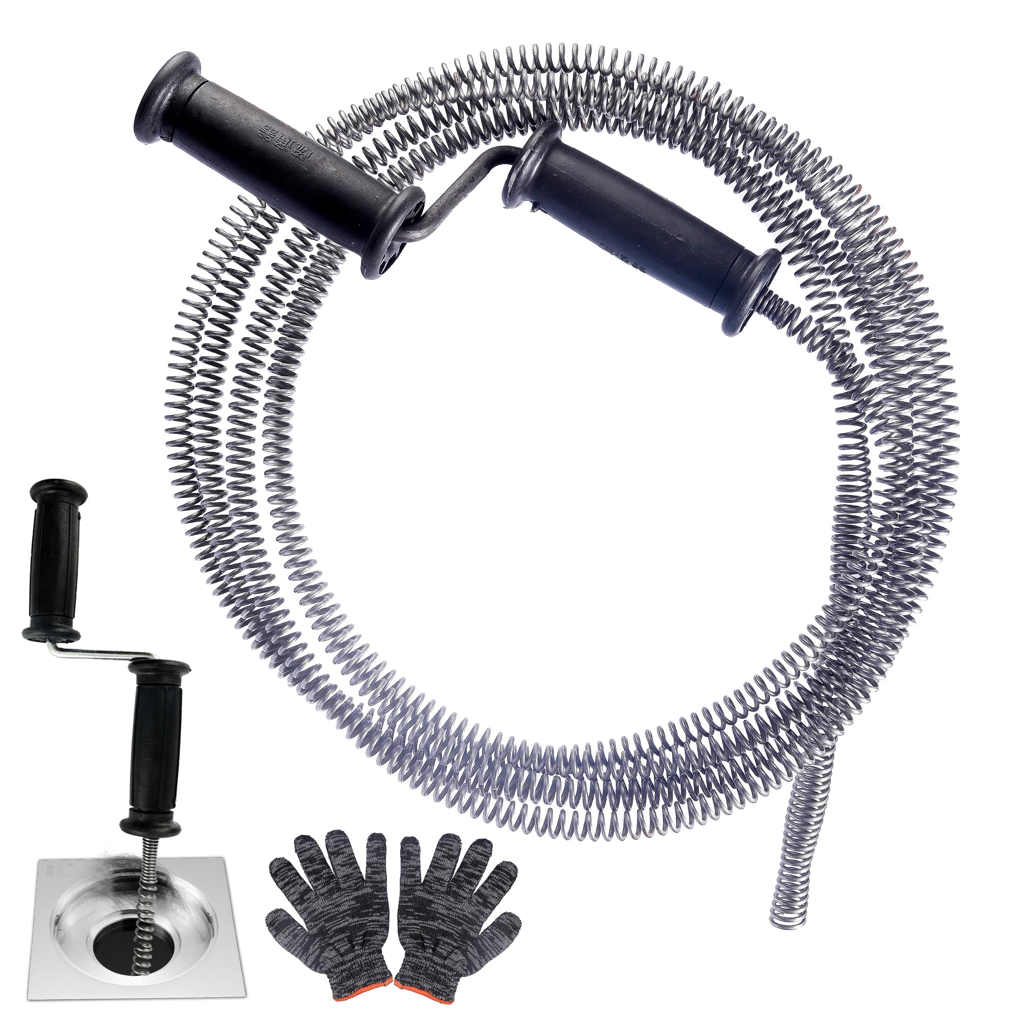 WUFANC Sonda Sturatubi, Molla Sturatubi Ø 13 mm x 5 m, Stura Lavandini Con Spirale Di Pulizia, Per Intasamenti Ostinati, Stura Tubi Di Scarico Adatto Per La Pulizia Degli Scarichi Di Wc, Lavandini