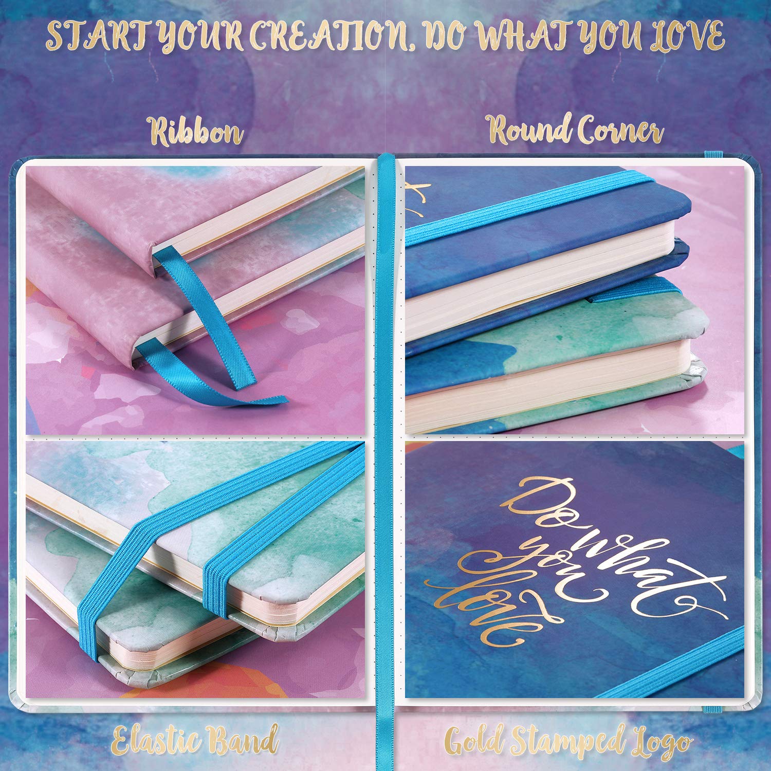 Dotted Bullet Notebook/Journal - Dot Grid Hardcover Notebook, Premium Thick Paper with Stickers and Page Quick Page Finder, 5.75" x 8.4"