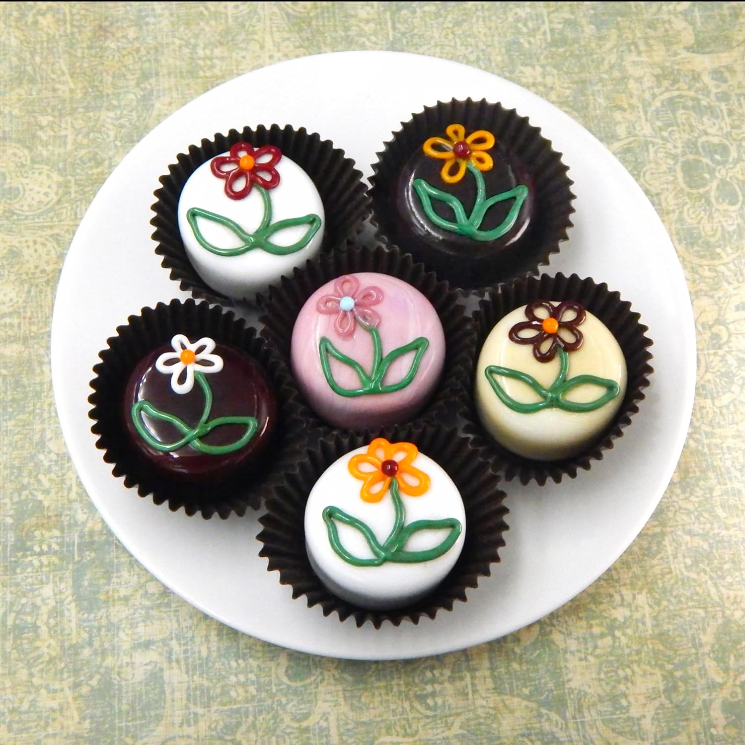 Glass Wildflower Chocolate Handmade Home Décor (White Choc/Mango)