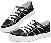 Obtaom Tenis de Moda Play para Mujer, Lona Blanca Lavada y Leopardo, Slip On 1