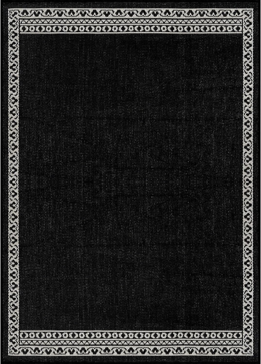 Washable Outdoor Rug 8x10 Modern Area Rugs Outdoor Carpets Bordered Pattern Non Shedding Waterproof Easy Clean Patio Deck Porch Living Room Bedroom Garden RV (8 X 10 Black)