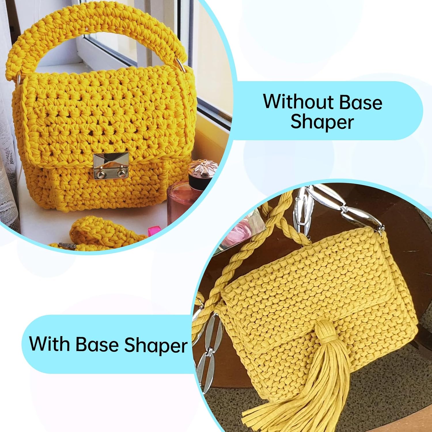 simarro 6 Pcs Bag Bases for Crochet, PU Leather Bag Bottom Shaper Oval Bag Bottom Pad Knitting Crochet Base Purse Bottom with Holes for DIY Crochet Bag Shoulder Bags Purse Crafts Making - Image 2