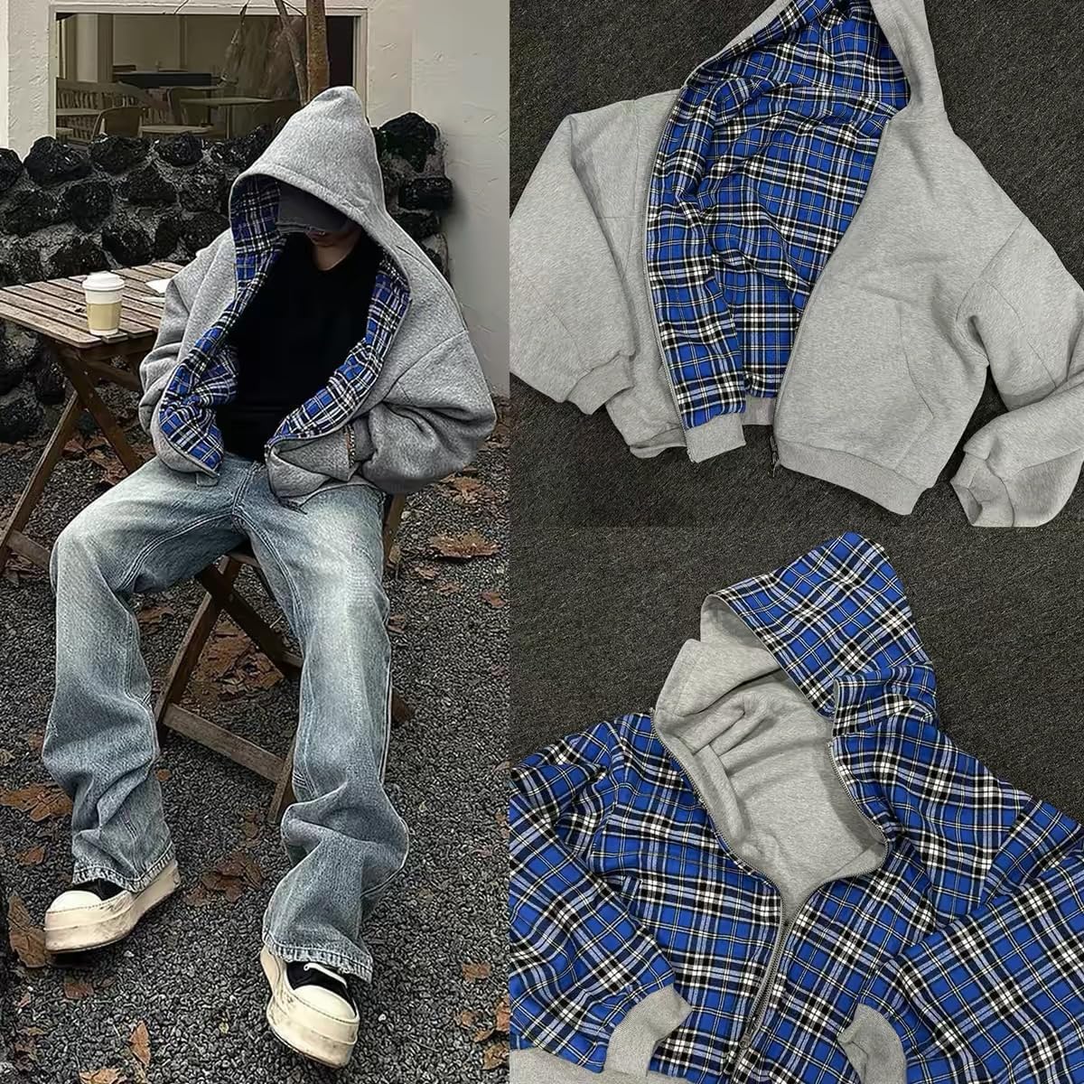 Zipper Hoodie Herren Sweatjacke Herren Mit Reißverschluss Sweatshirt Mit Kapuze Y2K Sweatjacke Sportjacke Oversized Kapuzenjacke Leicht Zip Winterjacke Herrenkleidung
