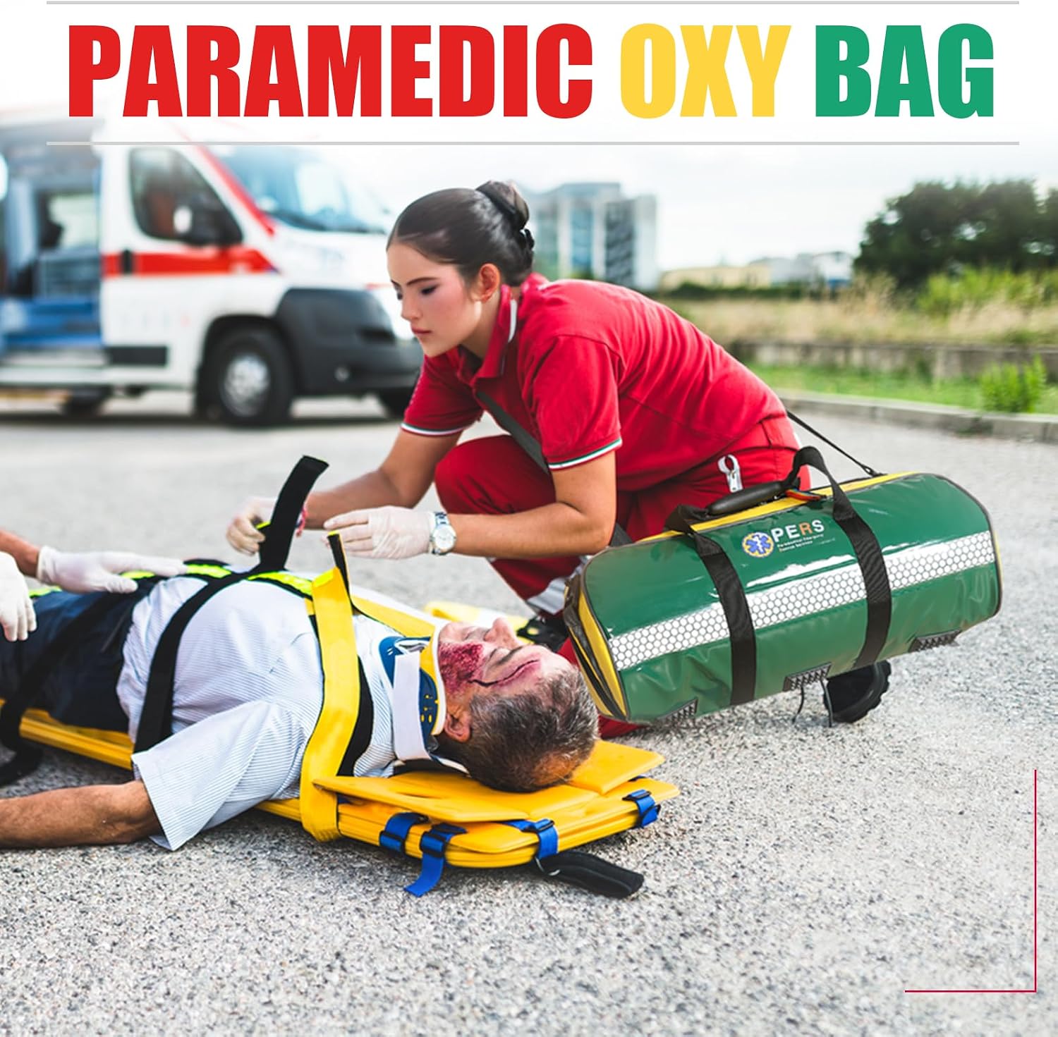 Oxygen Trauma Responder Bag Empty, EMS O2 Emergency Bag, Oxygen Cylinder Shoulder Bag for Rescue Tools,Durable,/Sturdy/Waterproof