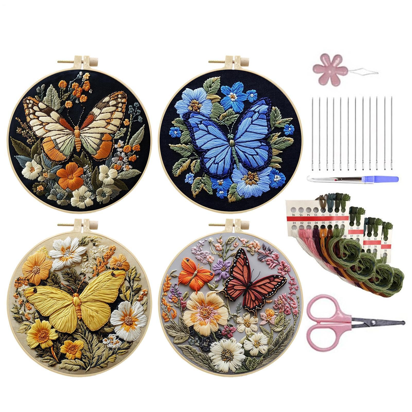 Kit point d'aiguille Lépidoptères broderie papillon pré-imprimé facile - 8
