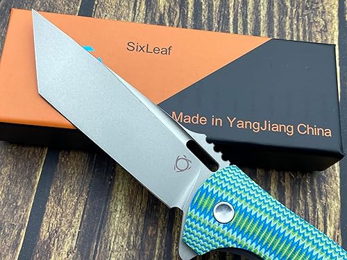 Miniatura 6 de TWO SUN Sixleaf Cuchillo Plegable Con Hoja VG-10 Mango G10 SL-01-Azul