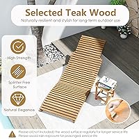 Vista 6 de Tangkula Sillón plegable de madera para patio, silla de piscina de madera de teca con asiento de listones, tumbona portátil de bajo perfil