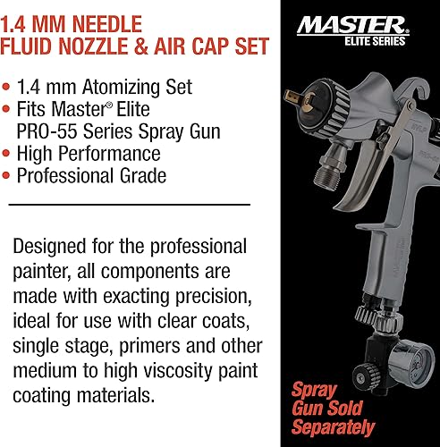 Miniatura 6 de Juego solo de aguja, boquilla de fluido y tapa de aire de 0.06 pulgadas. Se adapta a una pistola de pulverización a presión Master Elite PRO-55
