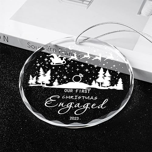 Miniatura 2 de Regalos de compromiso para parejas, nuestro primer adorno de compromiso de Navidad 2023, adorno de decoración de compromiso de boda, regalo para