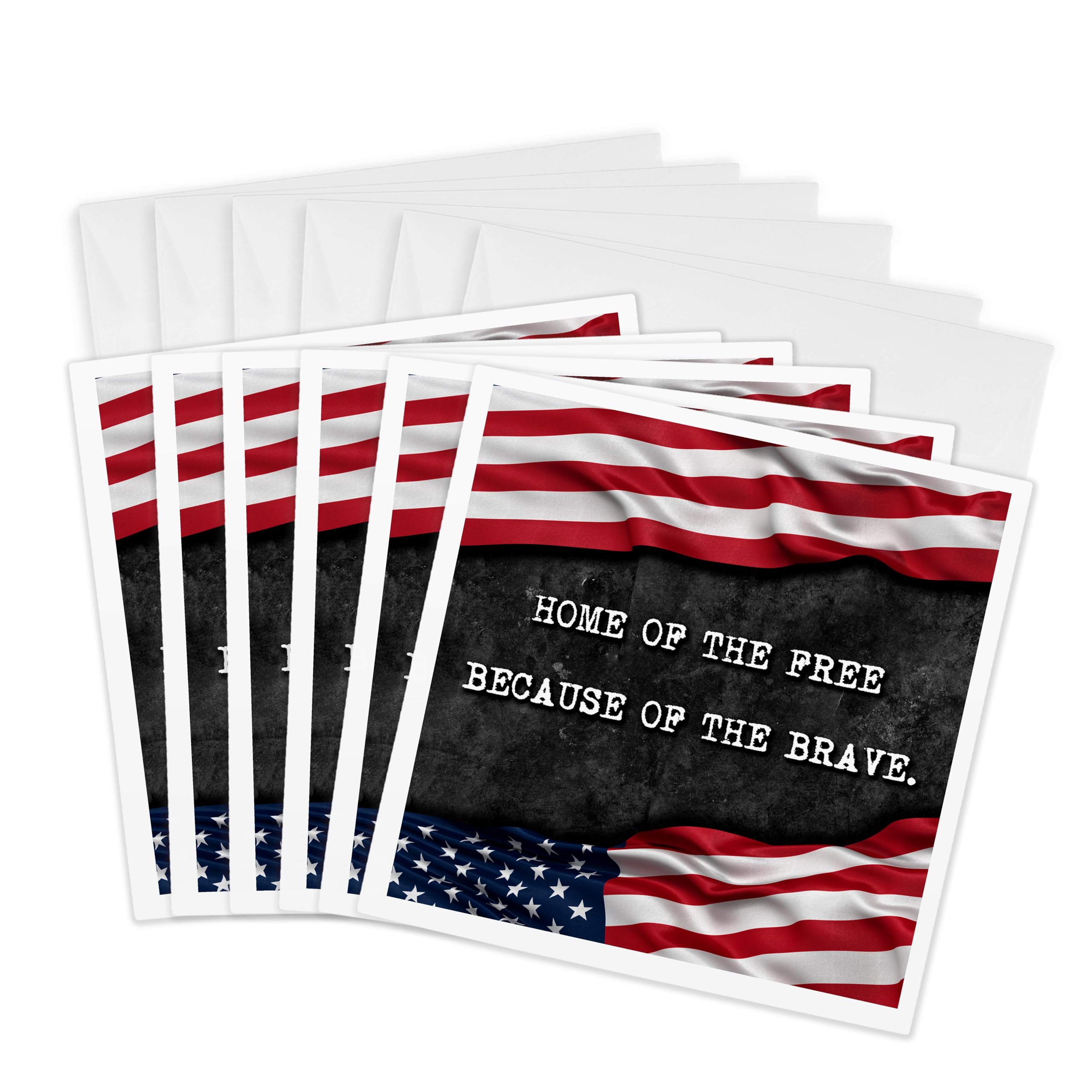 3dRose gc_237417_1 6 x 6-Inch"Home of The Free Because of The Brave Patriotic Quote" Greeting Card (Pack of 6)