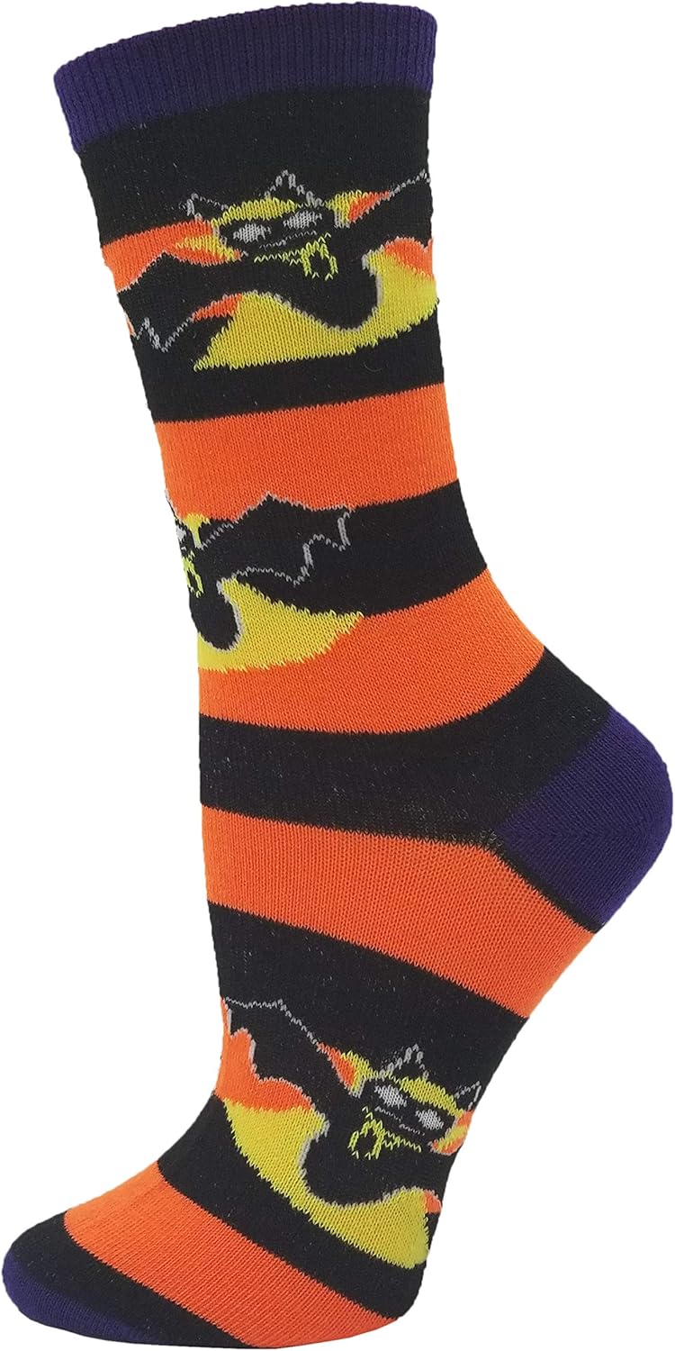 Halloween Socks for Women Girls, 12 Pairs Bats Pumpkins Ghosts Print, Colorful Pattern Novelty Cute - Image 7