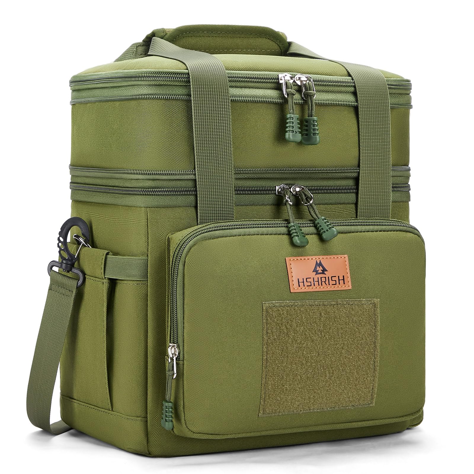 Tactical Lunch Bag, Large Expandable Lunch Box for Men, Durable Leakproof Cooler Bag with Molle Webbing, for Adults/Work Outdoor Picnic Trip Camping, 20 Can/15 L, Army Green