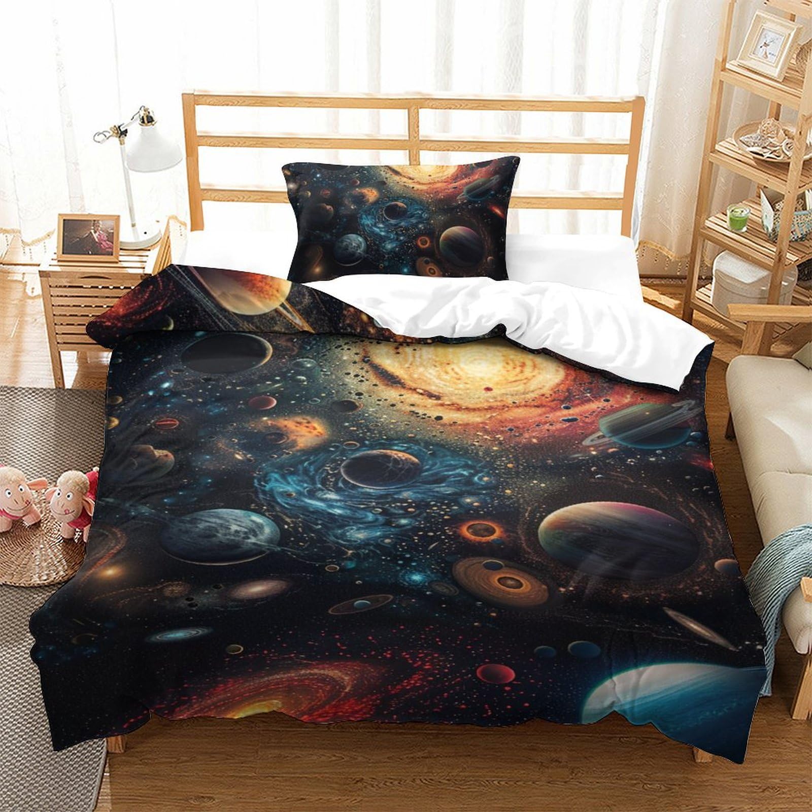 Parure de lit ciel de galaxies en microfibre super douce haut de gamme pour lit simple 135x200