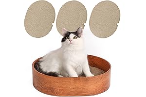 Oval-Shaped Cat Scratcher Box with Reversible Scratching Pads