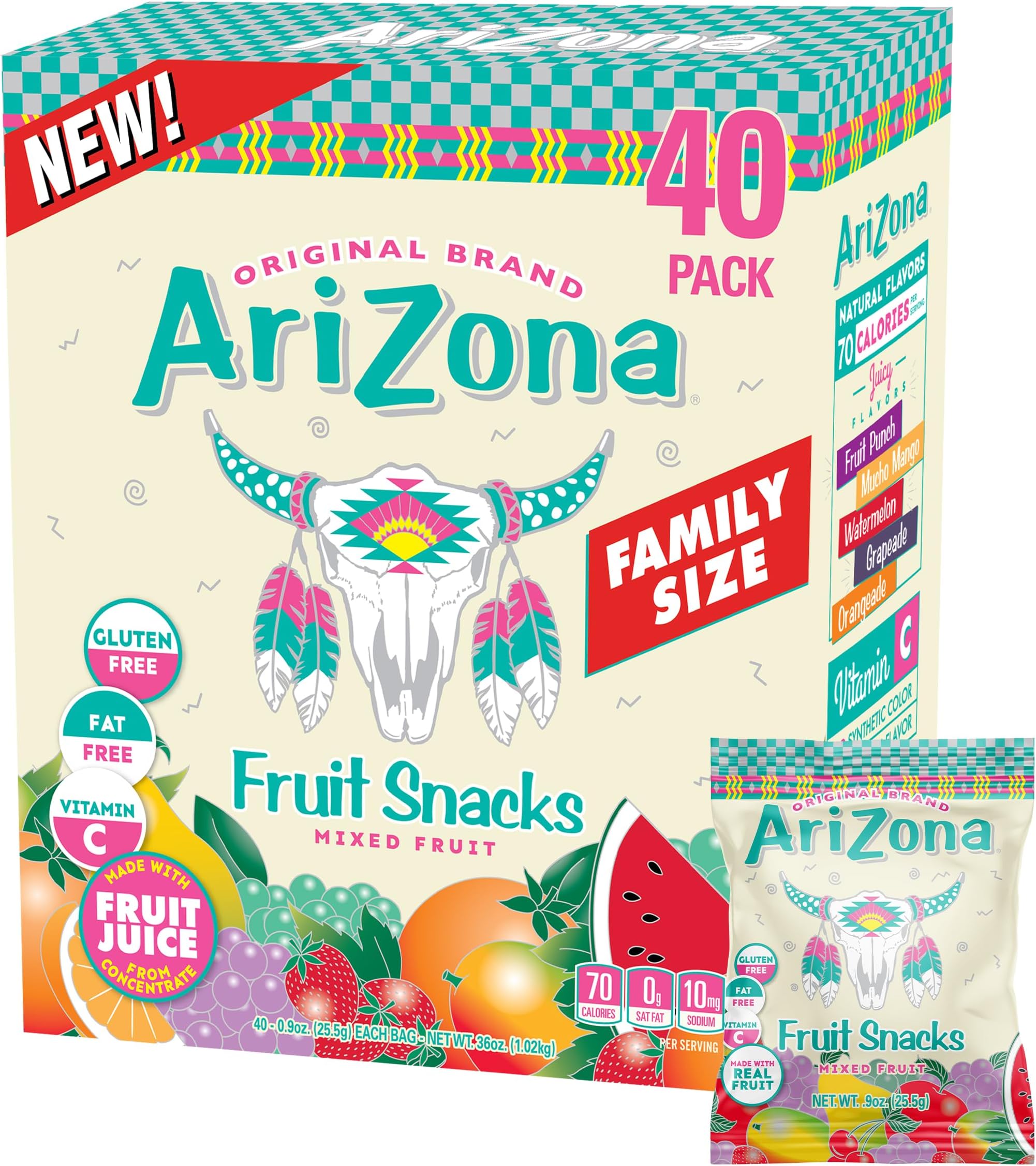 AriZona Mixed Fruit Fruit Snacks - 0.9 oz, 40 count Box
