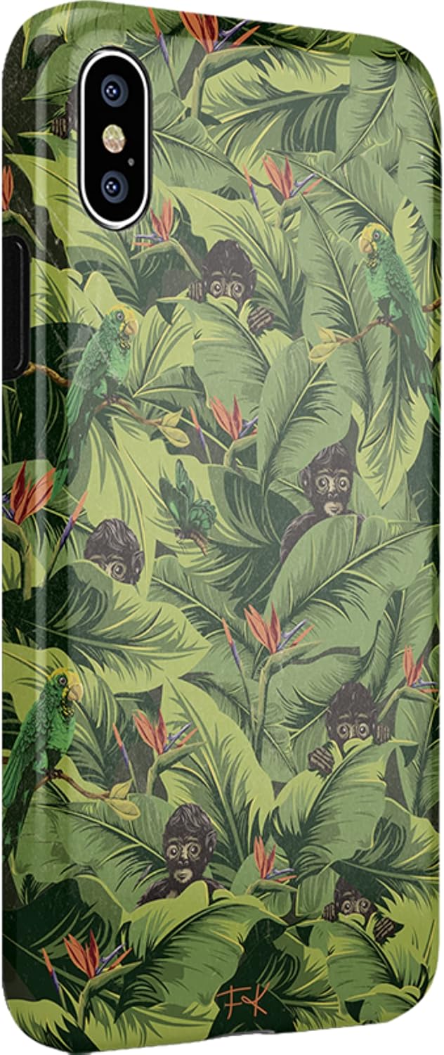 Casely iPhone X/XS Case | Sneaky Monkeys | Frida Kahlo Jungle Floral | Classic Ultra Slim Design