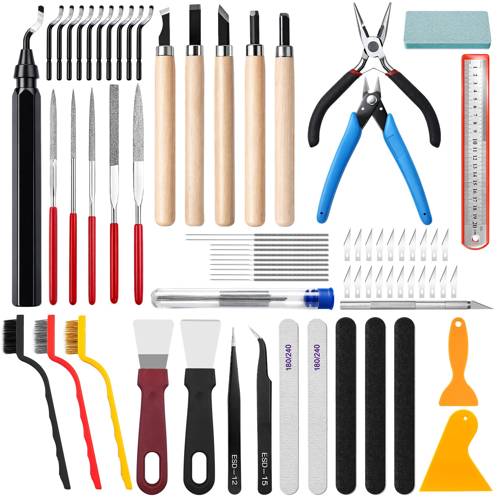 71 Pièces Kit d'Outils Pour Imprimante 3D,Outils Impression 3D Avec 10 Lames Différentes, Limes Et Cutter Latéral Pour Accessoires Imprimante 3D, Bricolage, Modélisme, Art, Plastique