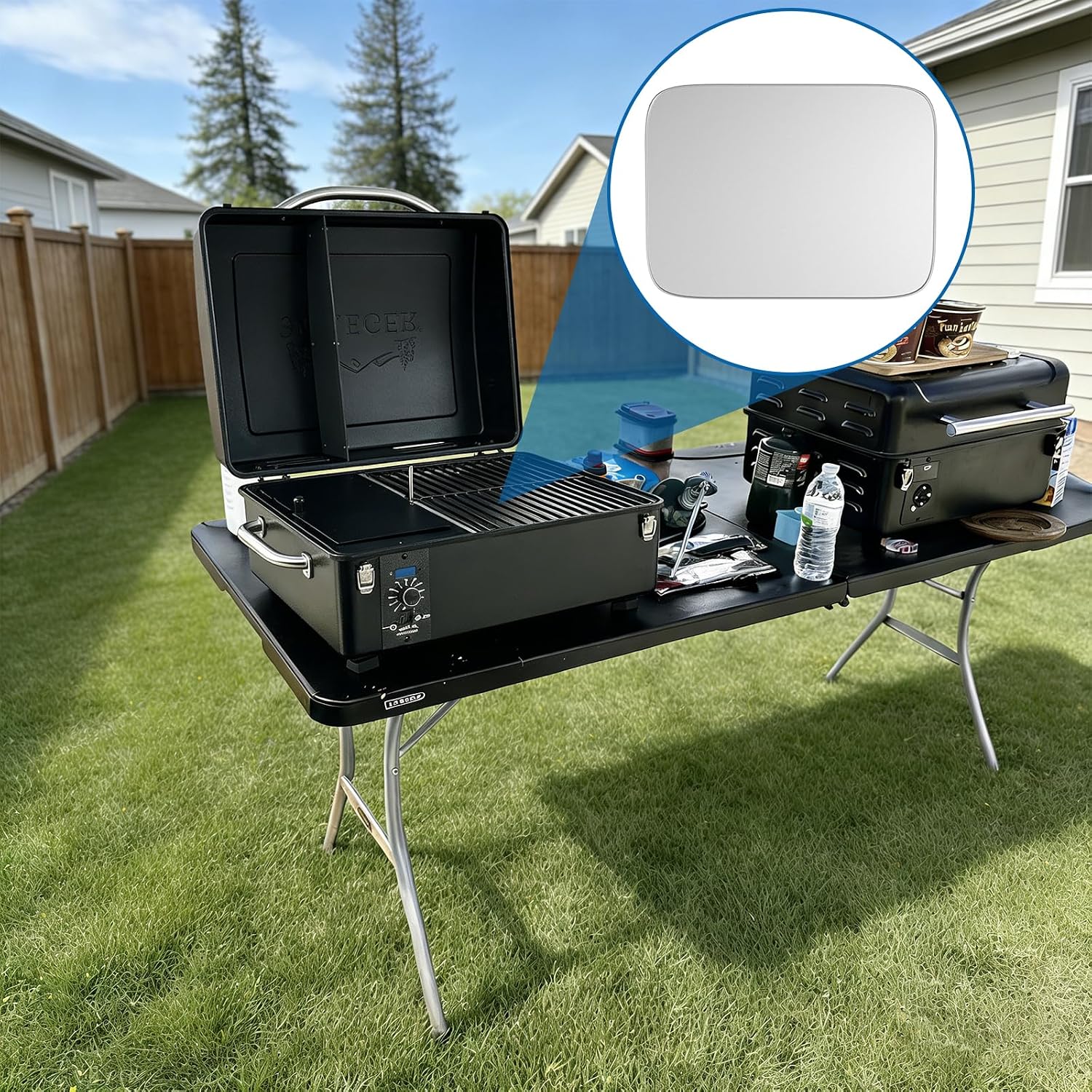 SafBbcue BAC458 Drip Tray Liner Replacement for Traeger Scout & Ranger, 13.1 x 10.25 Inch, Portable and Foldable, Disposable Aluminum Grill Tray for Collecting Grease, 15 Pack