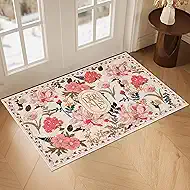 ROTTOGOON Indoor Entrance2'x3' Machine Washable Soft Floral Rug with Rubber Backing Stain Resistant Non-Slip Low-Pile Rugs for Entryway, Kitchen, Front Door Indoor Entrance, Entry, Kids Room
