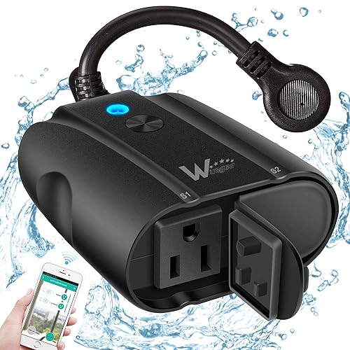 Enchufe inteligente para exteriores compatible con Alexa toma WiFi con 2 enchufes Google Home control remoto inalámbricotemporizador por Smartphone