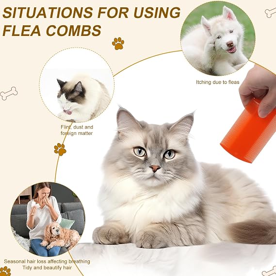 100 Pcs 5 Colors Double Side Tooth Pet Flea Comb Bulk for Cats Dogs Lice and Tick Comb for Small Cats Dogs Kitten Indoor