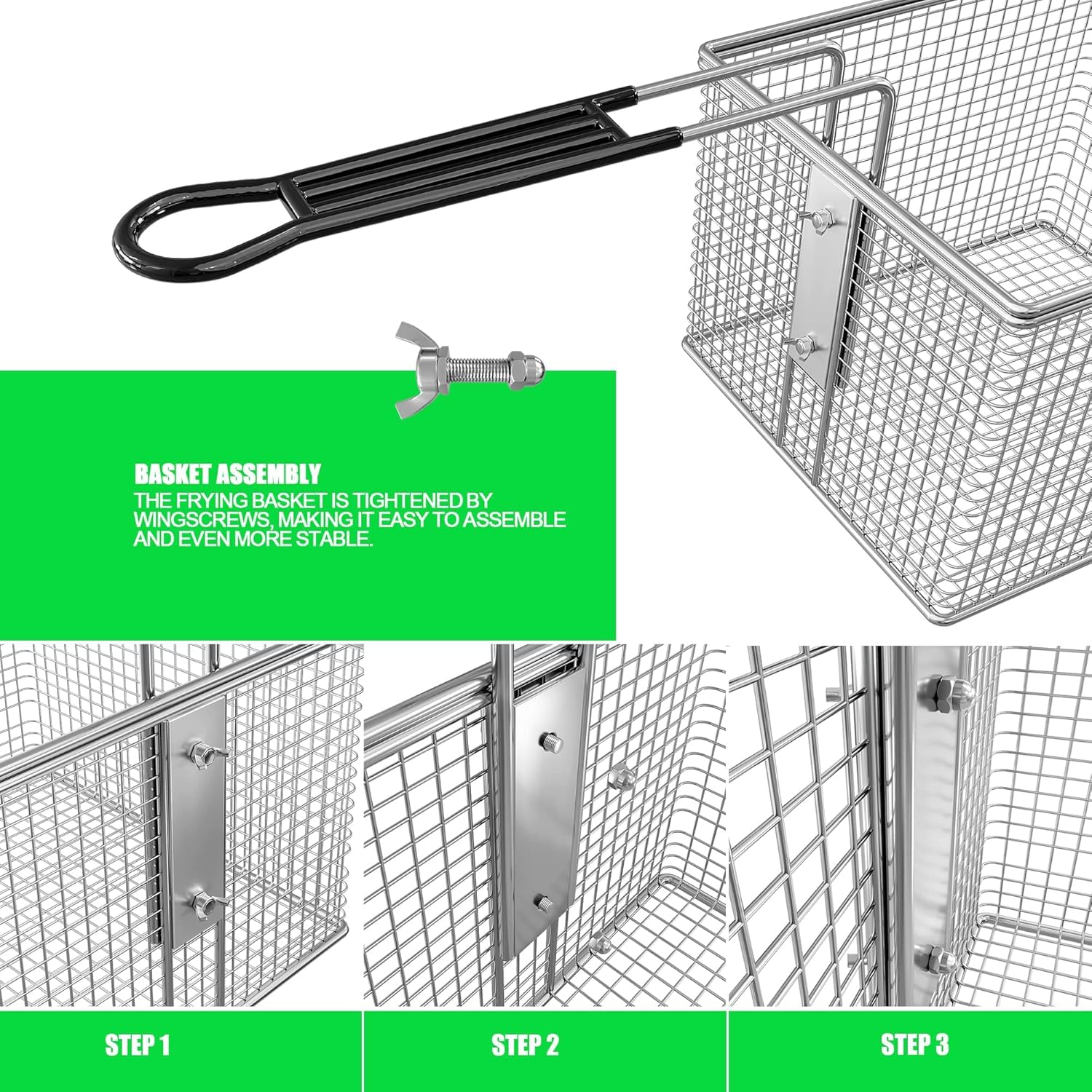 Friggitrice elettrica da banco da 10 Litri in Acciaio Inox con cestello e Coperchio, 1800 W, Timer da 60 Minuti, Ideale per la Cucina Domestica e Professionale.