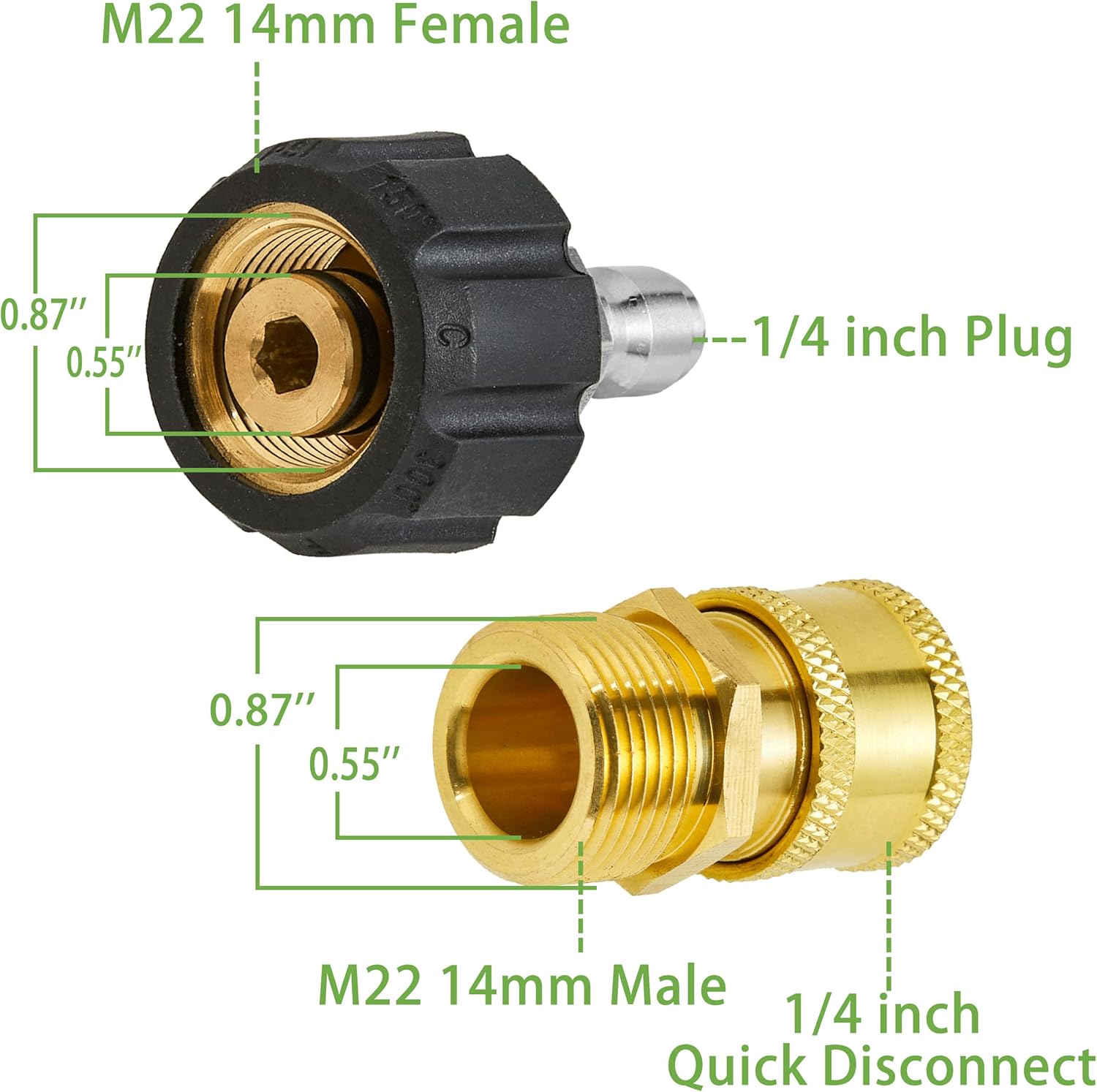 Pressure Washer Hose – 1/4" X 25 FT, Pressure Washer Adapter Set