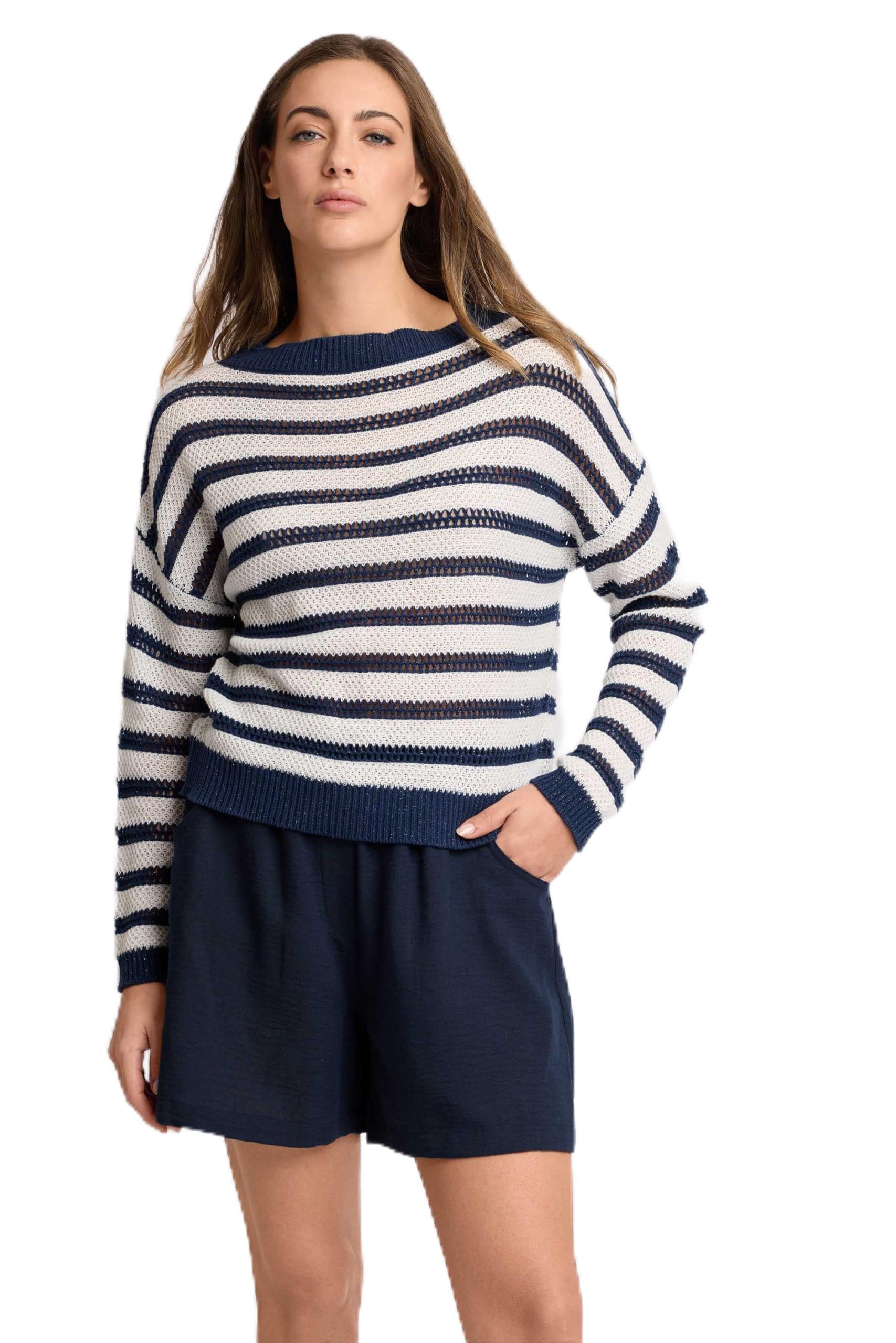 Kocca - Maglia a Maniche Lunghe a Righe Donna, Righe, Girocollo, Modello: P26PMA8335ABRI0000