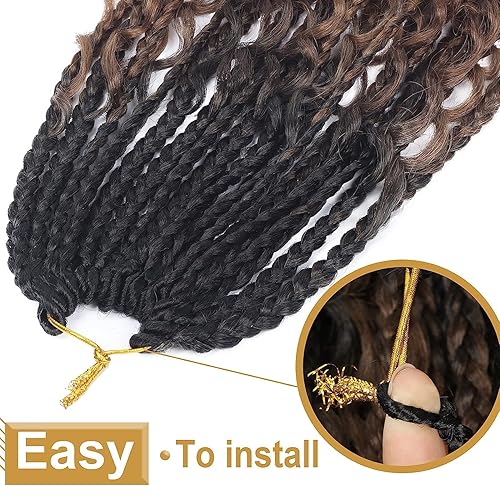 Vista 191 de Goddess Box Braids Crochet Hair With Curly Ends 18 Inch Bohomian Box Braids Crochet Braids 8 Packs 3X Crochet Braids Synthetic Braiding Hair 1B-4-30