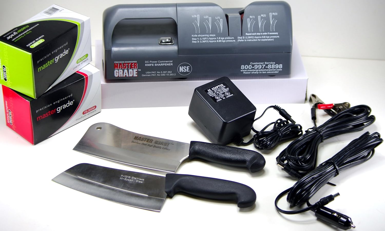 Complete set of Master Grade Outdoor DC Power Commercial Knife Sharpener Bundle Deal with Martin Yan's Knives